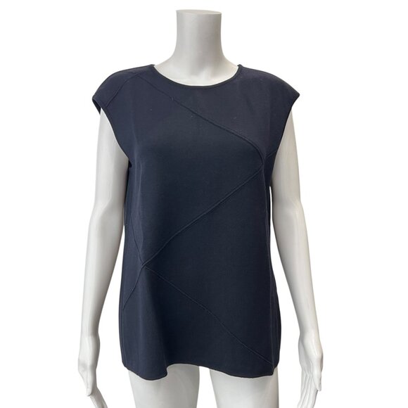 escada Black Sweater Tank Seam Cap Sleeve Wool Top size FR 44/12 - Picture 1 of 7